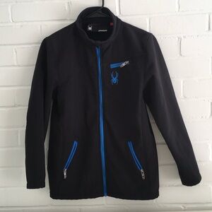 Boys Size 14/16 Spyder Performance Jacket in Black With Blue Highlights